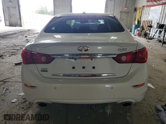 2015 Infiniti Q50 with VIN JN1BV7AR1FM422556, listed as a Copart auction lot 54864215 with 57,092 mi miles and Clean title. Bid and sale history available at DreamBid. Image 6.