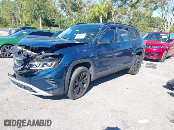 2022 Volkswagen Atlas 3.6L V6 SE w/Technology with VIN 1V2HR2CA9NC554408, listed as a IAAI auction lot 40941820 with 1 mi miles. Bid and sale history available at carsss.com. Image 17.