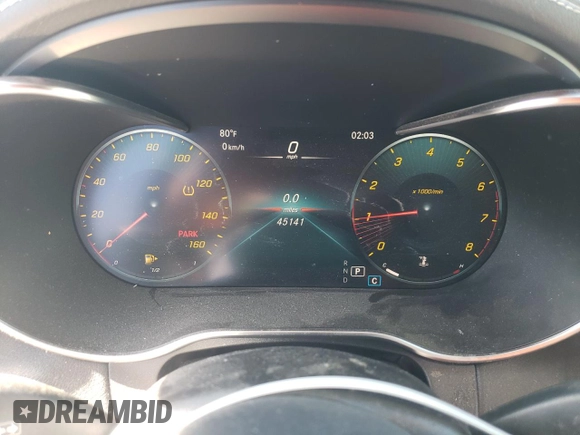2022 Mercedes-Benz C 300 with VIN W1KWJ8DB7NG113854, listed as a Copart auction lot 47461385 with 45,141 mi miles and Salvage Title. Bid and sale history available at DreamBid. Image 9.