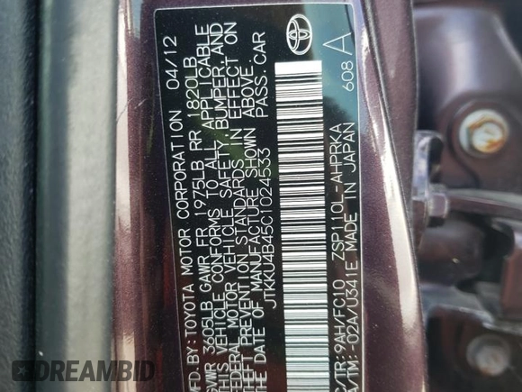 2012 Scion xD with VIN JTKKU4B45C1024533, listed as a Copart auction lot 63619703 with 126,806 mi miles and Non Repairable. Bid and sale history available at DreamBid. Image 13.