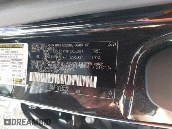 2024 Lexus RX 350 с VIN 2T2BAMCA3RC072407, выставлен на аукционе IAAI как лот 40399140 с пробегом 2 731 миль миль и . История ставок и продаж доступна на DreamBid. Изображение 9.