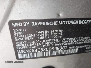 2012 BMW 7 Series 740i with VIN WBAKA4C58CDS99381, listed as a IAAI auction lot 41655715 with 112,731 mi miles and . Bid and sale history available at DreamBid. Image 9.