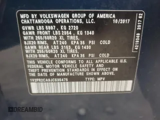 2018 Volkswagen Atlas SE with VIN 1V2PR2CA9JC535475, listed as a Copart auction lot 59427055 with 114,222 mi miles and Salvage title. Bid and sale history available at DreamBid. Image 12.