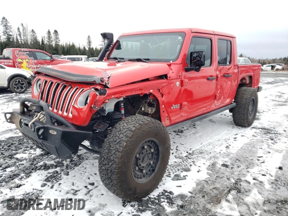 2020 Jeep Gladiator Overland with VIN 1C6HJTFG9LL152701, listed as a Copart auction lot 80737794 with 61,654 mi miles and Salvage title. Bid and sale history available at DreamBid. Image 1.