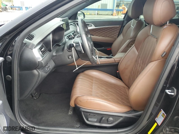 2020 Genesis G70 2.0T with VIN KMTG44LA6LU065349, listed as a Copart auction lot 60222483 with 55,629 mi miles. Bid and sale history available at carsss.com. Image 7.