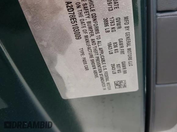 2014 Chevrolet Corvette 1LT with VIN 1G1YA2D78E5103009, listed as a Copart auction lot 43945745 with 120,811 mi miles and Salvage Title. Bid and sale history available at carsss.com. Image 14.