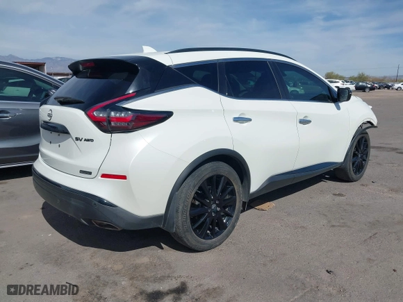 2023 Nissan Murano SV with VIN 5N1AZ2BS4PC114673, listed as a IAAI auction lot 41566274 with 38,793 mi miles. Bid and sale history available at carsss.com. Image 4.