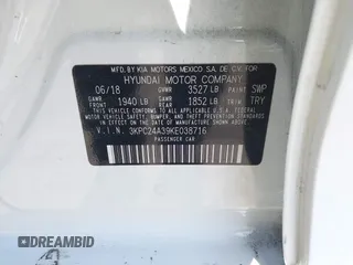 2019 Hyundai Accent SE with VIN 3KPC24A39KE038716, listed as a IAAI auction lot 42108932 with 98,835 mi miles. Bid and sale history available at carsss.com. Image 9.