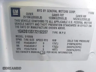 2007 GMC Envoy SLE with VIN 1GKDS13S172192207, listed as a IAAI auction lot 41829321 with 192,959 mi miles. Bid and sale history available at carsss.com. Image 9.