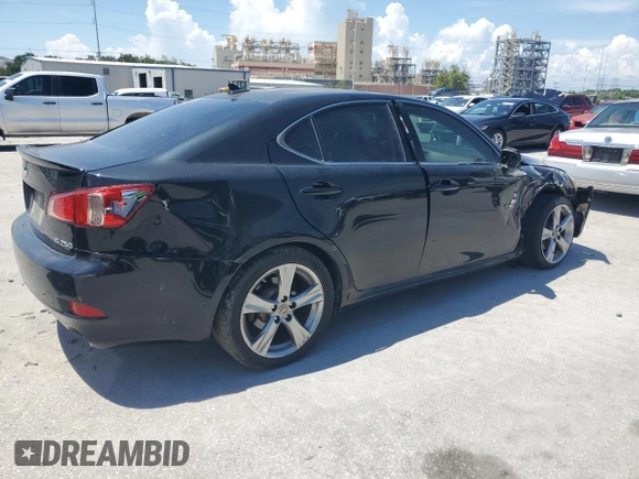 2013 Lexus IS 250 with VIN JTHBF5C2XD5192018, listed as a Copart auction lot 62072985 with 142,209 mi miles and Salvage title. Bid and sale history available at DreamBid. Image 3.