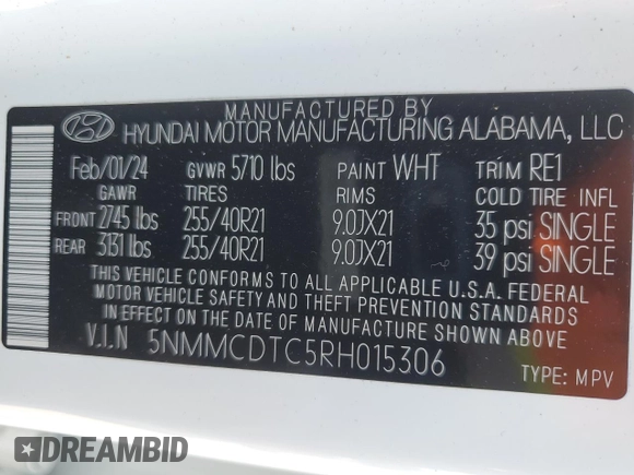 2024 Genesis GV70 Sport with VIN 5NMMCDTC5RH015306, listed as a Copart auction lot 47453885 with 24,248 mi miles and Salvage title. Bid and sale history available at DreamBid. Image 13.
