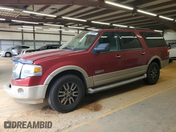 2007 Ford Expedition Max Eddie Bauer z VIN 1FMFK175X7LA18795, wystawiony jako Copart lot #54009945 z przebiegiem 230 646 mil mil oraz Szkoda całkowita • Salvage title. Historia ofert i sprzedaży dostępna na DreamBid. Obrazek 1.