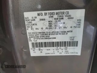 2009 Ford F-150 XL with VIN 1FTPX14V39KB41099, listed as a Copart auction lot 57279624 with 114,594 mi miles and Clean Title. Bid and sale history available at carsss.com. Image 12.