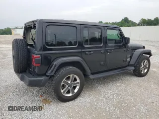 2020 Jeep Wrangler Unlimited Sahara with VIN 1C4HJXEG9LW337590, listed as a Copart auction lot 59197125 with 57,733 mi miles and Salvage title. Bid and sale history available at DreamBid. Image 3.