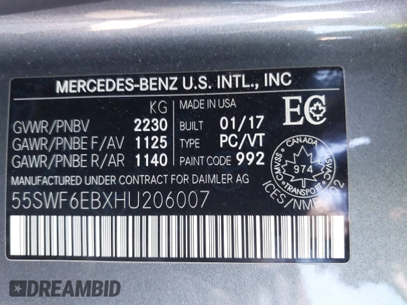 2017 Mercedes-Benz C 43 AMG с VIN 55SWF6EBXHU206007, выставлен на аукционе IAAI как лот 41763850 с пробегом 91 214 миль миль и . История ставок и продаж доступна на DreamBid. Изображение 9.