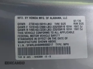 2021 Honda Odyssey Touring с VIN 5FNRL6H88MB000217, выставлен на аукционе IAAI как лот 41885564 с пробегом 63 495 миль миль и . История ставок и продаж доступна на DreamBid. Изображение 9.