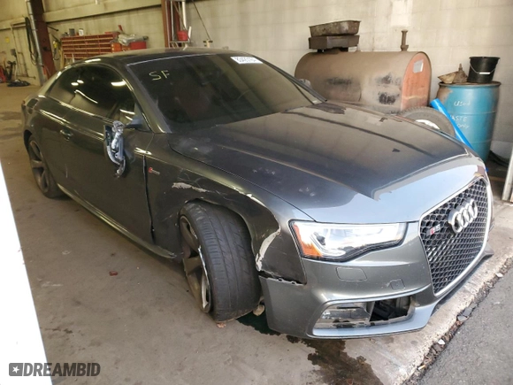 2015 Audi S5 Premium Plus with VIN WAUCGAFR1FA057621, listed as a Copart auction lot 83423164 with 0 mi miles and Salvage Title. Bid and sale history available at carsss.com. Image 4.