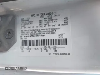 2019 Ford Transit Connect XL with VIN NM0LS7E20K1410981, listed as a IAAI auction lot 42490947 with Not provided miles and . Bid and sale history available at DreamBid. Image 9.