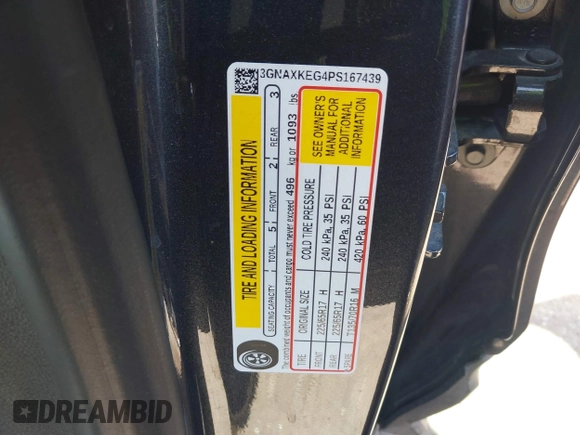 2023 Chevrolet Equinox LT с VIN 3GNAXKEG4PS167439, выставлен на аукционе IAAI как лот 41990950 с пробегом 34 559 миль миль и . История ставок и продаж доступна на DreamBid. Изображение 9.