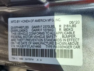 2020 Acura TLX with VIN 19UUB1F37LA014495, listed as a Copart auction lot 60960735 with 48,715 mi miles and Non repairable. Bid and sale history available at DreamBid. Image 12.