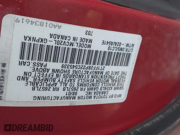 2002 Toyota Solara SE z VIN 2T1FF28P22C545339, wystawiony jako IAAI lot #42421787 z przebiegiem 232 865 mil mil oraz . Historia ofert i sprzedaży dostępna na DreamBid. Obrazek 9.