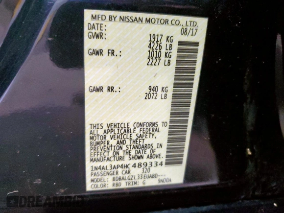2017 Nissan Altima SV z VIN 1N4AL3AP4HC489334, wystawiony jako Copart lot #58584115 z przebiegiem 117 358 mil mil oraz Szkoda całkowita • Salvage title. Historia ofert i sprzedaży dostępna na DreamBid. Obrazek 12.
