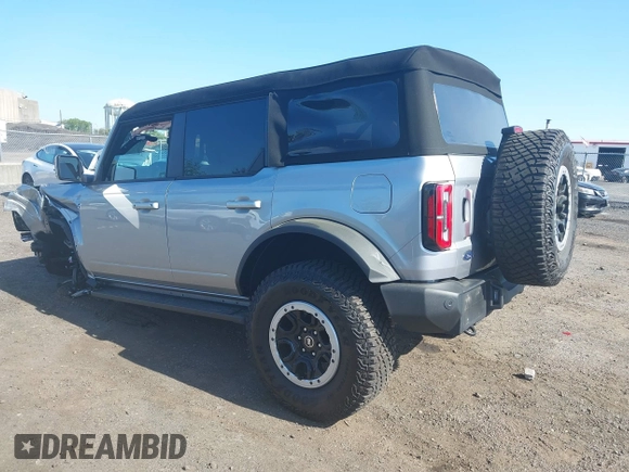 2024 Ford Bronco Outer Banks with VIN 1FMDE8BH9RLA87599, listed as a IAAI auction lot 42140524 with 2,606 mi miles and . Bid and sale history available at DreamBid. Image 3.