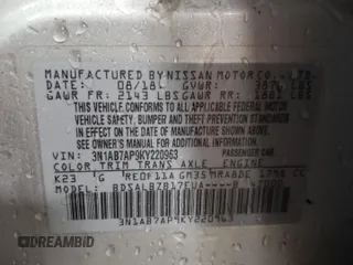 2019 Nissan Sentra SR with VIN 3N1AB7AP9KY220963, listed as a Copart auction lot 88161945 with 48,319 mi miles and Salvage Title. Bid and sale history available at carsss.com. Image 12.