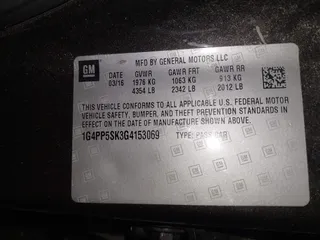 2016 Buick Verano with VIN 1G4PP5SK3G4153069, listed as a IAAI auction lot 41904979 with 85,663 mi miles and . Bid and sale history available at DreamBid. Image 9.