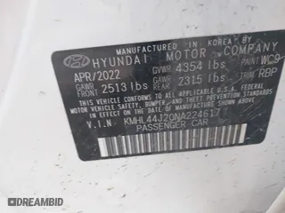 2022 Hyundai Sonata SEL Plus with VIN KMHL44J20NA224617, listed as a IAAI auction lot 41276535 with 50,563 mi miles. Bid and sale history available at carsss.com. Image 9.