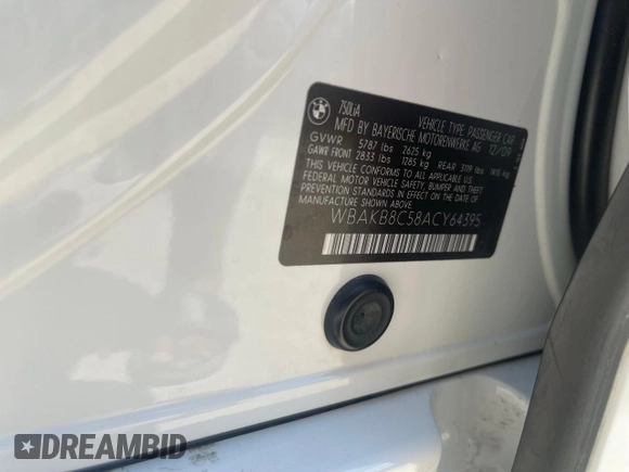 2010 BMW 7 Series 750Li с VIN WBAKB8C58ACY64395, выставлен на аукционе Copart как лот 55361135 с пробегом 137 375 миль миль и Списание • Salvage title. История ставок и продаж доступна на DreamBid. Изображение 10.