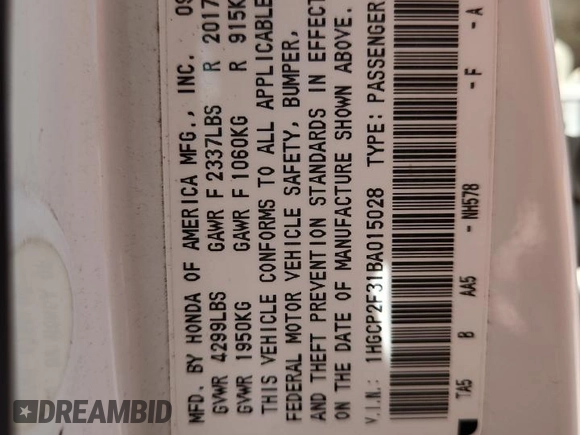 2011 Honda Accord LX with VIN 1HGCP2F31BA015028, listed as a Copart auction lot 63606975 with 178,574 mi miles and Salvage title. Bid and sale history available at DreamBid. Image 13.