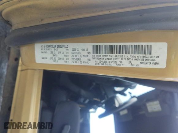2013 Jeep Wrangler Sport with VIN 1C4AJWAG1DL672816, listed as a IAAI auction lot 42597238 with 105,910 mi miles and . Bid and sale history available at DreamBid. Image 9.