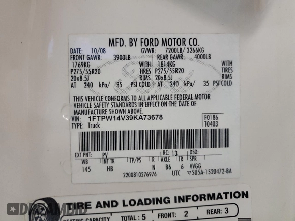 2009 Ford F-150 XL z VIN 1FTPW14V39KA73678, wystawiony jako Copart lot #46795095 z przebiegiem 212 420 mil mil oraz Tytuł czysty. Historia ofert i sprzedaży dostępna na DreamBid. Obrazek 12.