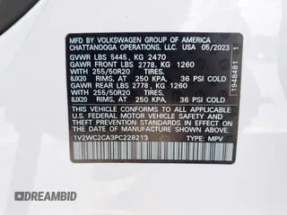 2023 Volkswagen Atlas SE with VIN 1V2WC2CA3PC228213, listed as a IAAI auction lot 42330049 with 21,884 mi miles and . Bid and sale history available at DreamBid. Image 9.