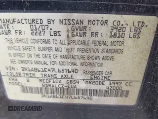 2007 Nissan Sentra S with VIN 3N1AB61E47L657640, listed as a IAAI auction lot 42468403 with 21,555 mi miles and . Bid and sale history available at DreamBid. Image 9.
