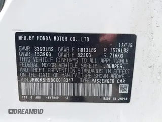 2016 Honda Fit LX с VIN JHMGK5H58GX018347, выставлен на аукционе IAAI как лот 42469807 с пробегом 110 902 миль миль и . История ставок и продаж доступна на DreamBid. Изображение 9.