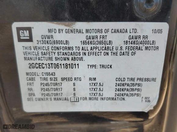 2006 Chevrolet Silverado 1500 LT1 with VIN 2GCEC13T061181011, listed as a Copart auction lot 50642355 with 146,708 mi miles and Salvage Title. Bid and sale history available at carsss.com. Image 12.