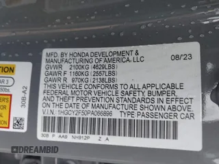 2023 Honda Accord Sport с VIN 1HGCY2F50PA066896, выставлен на аукционе IAAI как лот 42322447 с пробегом 19 806 миль миль и . История ставок и продаж доступна на DreamBid. Изображение 9.
