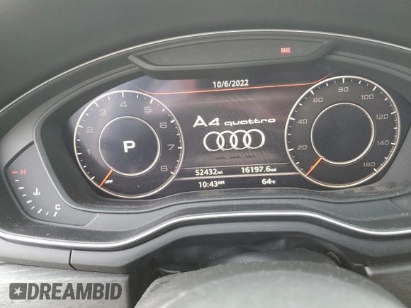 2019 Audi A4 Premium Plus with VIN WAUENAF42KA007534, listed as a Copart auction lot 62229882 with 52,432 mi miles. Bid and sale history available at carsss.com. Image 8.