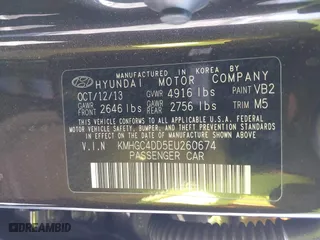 2014 Hyundai Genesis 3.8L with VIN KMHGC4DD5EU260674, listed as a IAAI auction lot 41535088 with 92,533 mi miles. Bid and sale history available at carsss.com. Image 9.