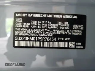 2023 BMW X7 xDrive40i z VIN 5UX23EM01P9R78454, wystawiony jako Copart lot #56280075 z przebiegiem Nie podano mil oraz Szkoda całkowita • Salvage title. Historia ofert i sprzedaży dostępna na DreamBid. Obrazek 13.