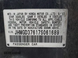2007 Honda Fit Sport with VIN JHMGD37617S061689, listed as a IAAI auction lot 41498241 with 129,466 mi miles. Bid and sale history available at carsss.com. Image 9.