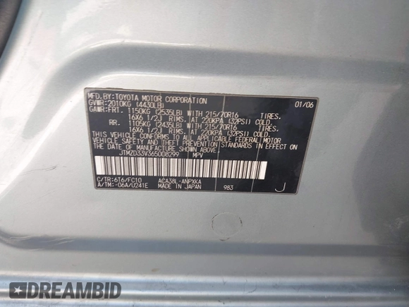 2006 Toyota RAV4 with VIN JTMZD33V365008299, listed as a IAAI auction lot 42036933 with 202,258 mi miles. Bid and sale history available at carsss.com. Image 9.