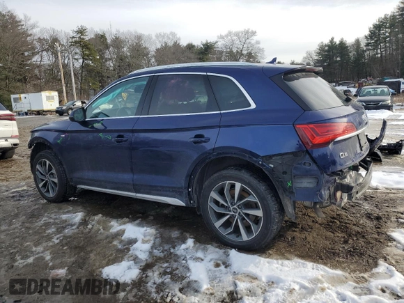 2022 Audi Q5 S line Premium Plus with VIN WA1EAAFY0N2029929, listed as a Copart auction lot 43619955 with 0 mi miles and Salvage Title. Bid and sale history available at carsss.com. Image 2.