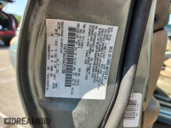 2006 Ford Taurus SEL with VIN 1FAFP56UX6A251288, listed as a Copart auction lot 58010685 with Not provided miles and Salvage title. Bid and sale history available at DreamBid. Image 12.