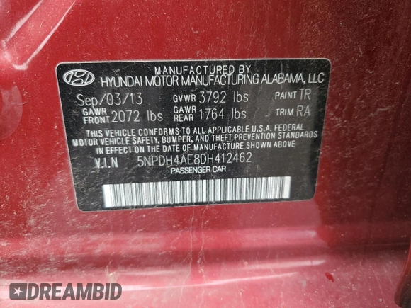 2013 Hyundai Elantra GLS с VIN 5NPDH4AE8DH412462, выставлен на аукционе Copart как лот 58086655 с пробегом 127 149 миль миль и Списание • Salvage title. История ставок и продаж доступна на DreamBid. Изображение 12.