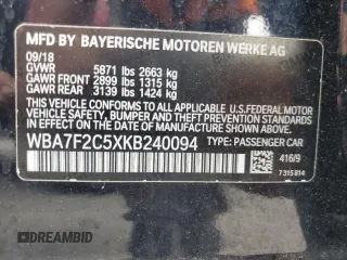 2019 BMW 7 Series 750i xDrive с VIN WBA7F2C5XKB240094, выставлен на аукционе Copart как лот 52735614 с пробегом 54 983 миль миль и Списание • Salvage title. История ставок и продаж доступна на DreamBid. Изображение 12.