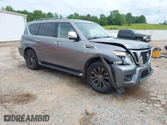 2019 Nissan Armada Platinum z VIN JN8AY2NF3K9351025, wystawiony jako IAAI lot #42270227 z przebiegiem 105 621 mil mil oraz . Historia ofert i sprzedaży dostępna na DreamBid. Obrazek 1.