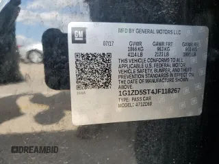 2018 Chevrolet Malibu LT z VIN 1G1ZD5ST4JF118267, wystawiony jako Copart lot #57229925 z przebiegiem 82 197 mil mil oraz Szkoda całkowita • Salvage title. Historia ofert i sprzedaży dostępna na DreamBid. Obrazek 13.